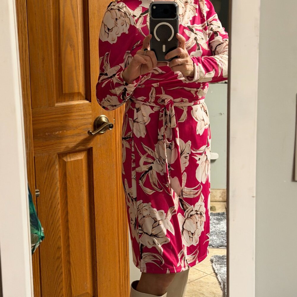 INC midi floral wrap dress M NWT